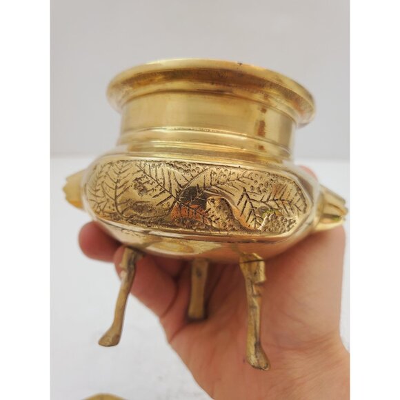 Antique brass/bronze incense burner with Foo Dog - Picture 9 of 10